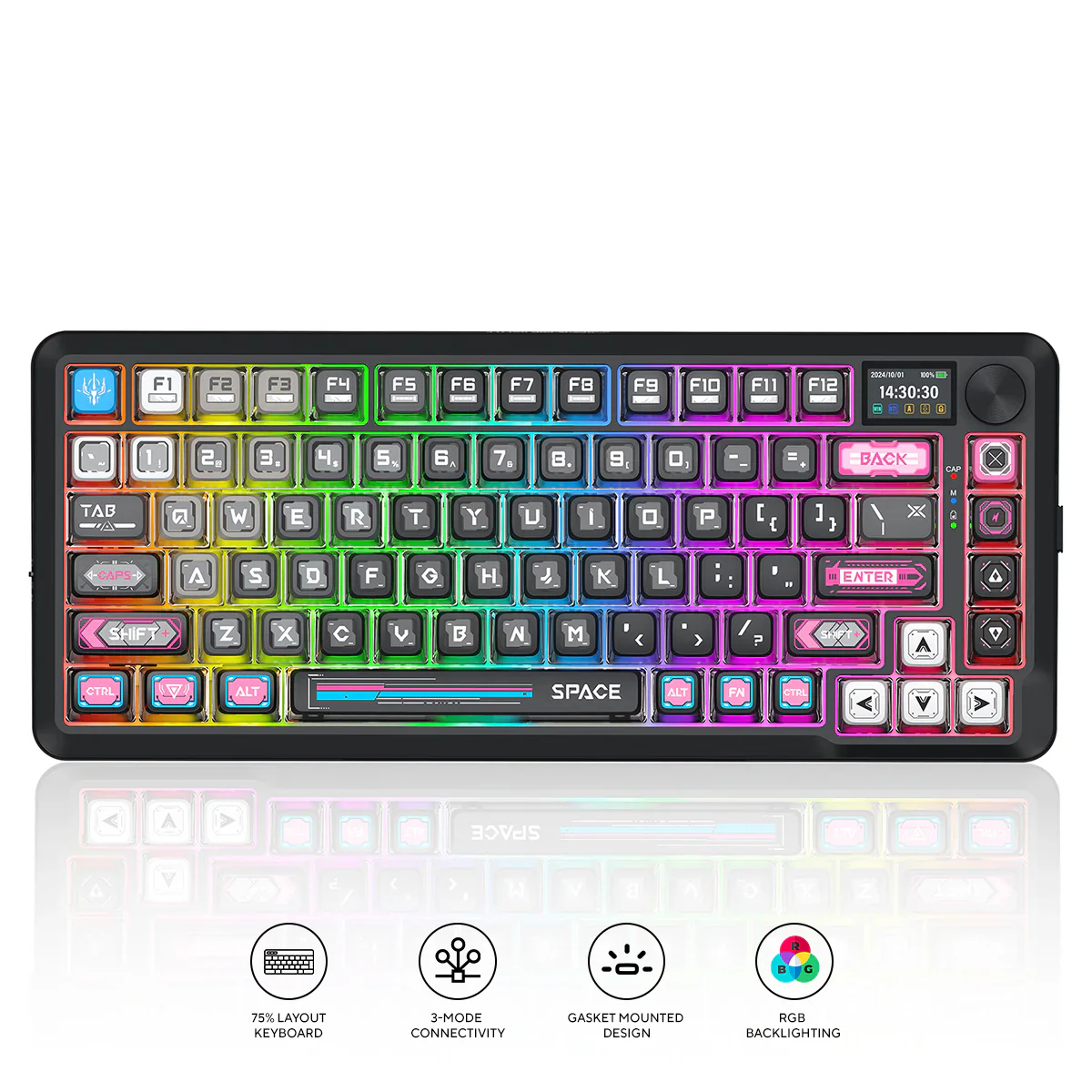 Redragon K708RGB-PRO FLEKACT LCD screen GASKET Gaming Keyboard BK Redragon K708RGB-PRO FLEKACT LCD screen GASKET Gaming Keyboard BK